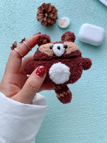 手工原創浣熊耳機套鉤織耳機套蘋果無線耳機AirPods Pro