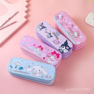 💕臺灣出貨💕庫洛米玉桂狗美樂蒂KT貓文具盒小學生可愛免洗雙層大容量筆袋筆盒 7FCG