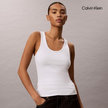 【Calvin Klein】 CK Cotton Contour Rib Tank 白色