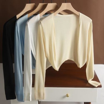 披肩外搭女防曬開衫夏超薄款顯瘦冰絲針織小坎肩長袖配吊帶裙罩衫