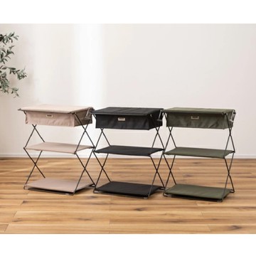 AZUMAYA 多功能摺疊收納三層架(綠/黑/卡其)-共3色