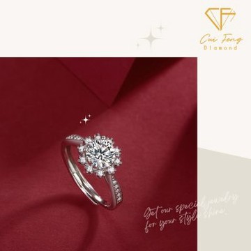【CF鑽飾】女戒 莫桑鑽《冰雪女王》戒指 鑽戒 雙11 生日送禮 飾品 求婚 告白