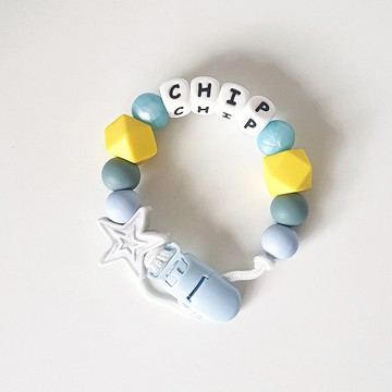 CHIP 大理石星星 奶嘴鍊夾 / 客製化奶嘴鏈 可套香草奶嘴 (27cm)