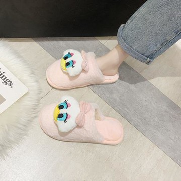 甜美俏皮黛西毛絨絨拖鞋女冬季家居棉拖鞋厚底防滑家居拖柔軟舒服