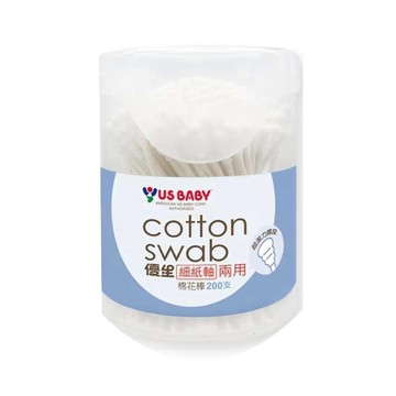US BABY 細紙軸兩用棉花棒-圓罐 200支 10入組