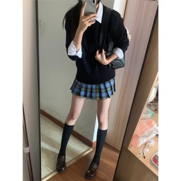 東京原創JK制服毛衣外套女疊穿長袖上衣學院風V領白色套頭針織衫