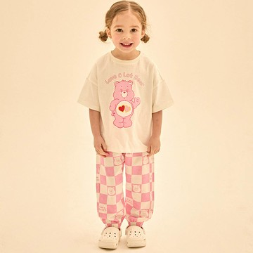 韓國 Care Bears - 聯名款Hi熊熊短袖上衣X長褲套裝-白X粉