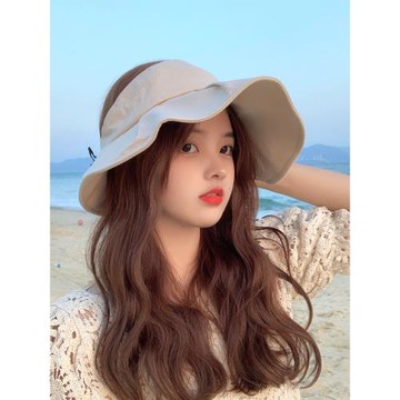 艾佳微UV空頂防曬帽女防紫外線遮臉太陽帽子女夏大沿蝴蝶結遮陽帽