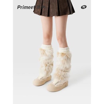 PRIMEET/派米時尚毛毛襪套秋冬女款小眾仿皮草保暖顯瘦網紅款腿套