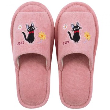 真愛日本 宮崎駿 吉卜力 皮革底 室內拖鞋 魔女宅急便 吉吉賞花粉 拖鞋 保暖拖鞋 防滑 居家