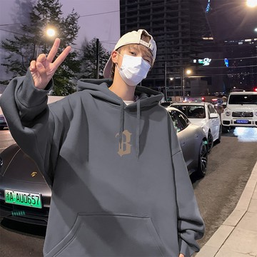 寬鬆秋冬季 ins 潮流 帽T 加絨 男 印花 oversize 百搭 衛衣 連帽外套 港風 炸街潮牌上衣『癮品流行』