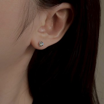 925純銀 拉長石 天然石 圓形角面 鎖珠 轉珠 耳環 耳夾 免費包裝