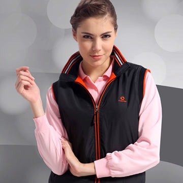 【Sunrise】77083明媚橘配黑輕量柔軟鋪棉雙面★中性版保暖背心