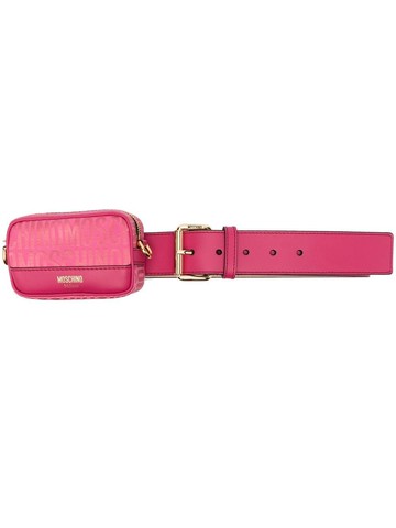 Moschino - logo-jacquard belt bag - women - Calf Leather/Polyester - 40 - Pink