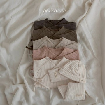 peekaboo Friends羅紋新生兒套裝｜新生兒衣服 寶寶套裝 嬰兒帽子 寶寶衣服 嬰兒衣服 寶寶套裝