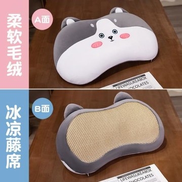 彈力超柔涼席雙面豌豆記憶枕貓肚枕毛絨玩具公仔玩偶夏枕