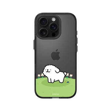iPhone 16 Pro Clear (相機按鈕) 酷墨灰 - Maltese線條小狗 - 彩虹生成中