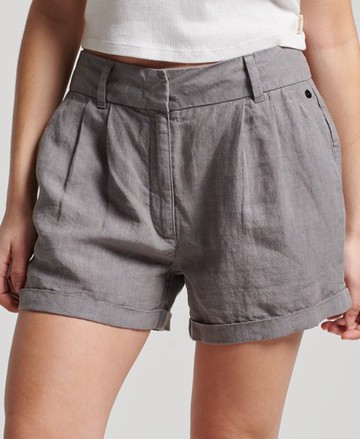 Superdry Women's Women's Overdyed Linen Shorts Grey / Pewter Grey - Size: 16 Size: 12