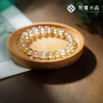 【透體拉絲彩兔毛水晶手鍊】黃水晶 紫水晶 白水晶 鈦晶 金草莓 藍線石 碧璽 多寶 水晶直播 聚寶水晶