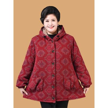 奶奶老人加絨棉衣200斤中老年女裝特加肥加大碼媽媽冬裝棉服外套