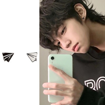 免運🔮耳釘男士不對稱設計感小衆獨特簡約冷淡風高級感小清新男耳飾耳夾抗過敏耳環 耳針 耳圈 耳釘 耳扣 耳夾 耳饰 男士