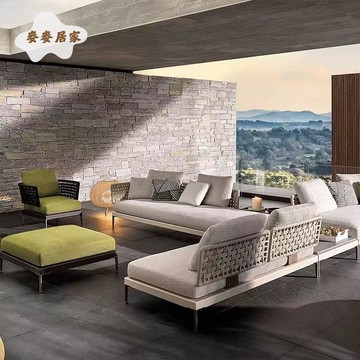 戶外沙發防水庭院別墅花園室外露臺陽臺休閑沙發民宿酒店藤編家具 pm6231