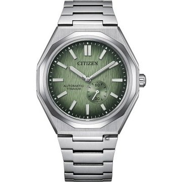 CITIZEN 星辰錶 Zenshin 60 超級鈦小秒針自動上鍊機械錶 男錶-40.5mm綠 NK5020-58X