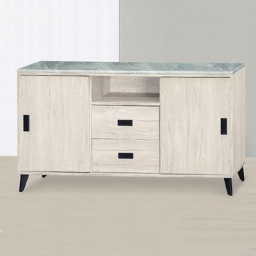 MUNA家居   鄉村白橡5尺推門石面餐櫃    151.5X40X82cm