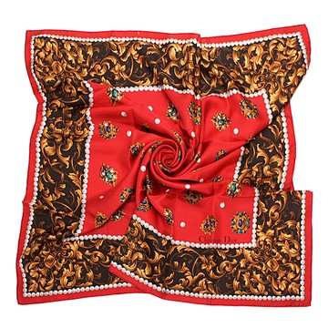 Dior迪奧寶石藤蔓印花方型絲巾90cm(紅色)179016-3｜GoBrand購名牌