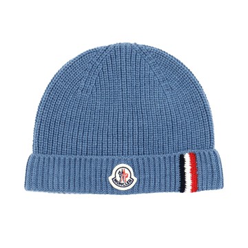 Moncler Enfant Kids 藍色 Moncler 徽標毛帽