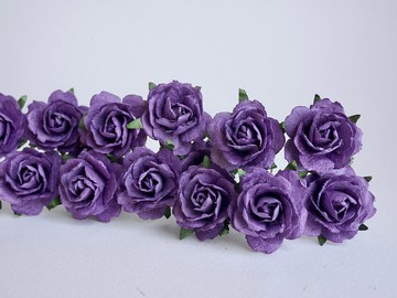 紙花，中心裝飾品，50 件桑葚玫瑰，尺寸 2.5 厘米，紫色