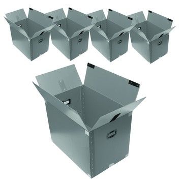 comet PP瓦楞魔鬼氈搬家收納箱  600*400*450mm  銀色5號  5個