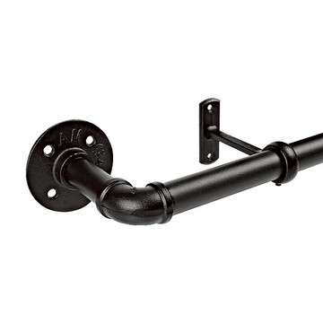 【SV61257】黑色84-144英寸（213-365cm北歐復古工業風伸縮窗簾桿 吊桿 輕工業風羅馬桿 浴簾桿 現代簡約 打孔桿