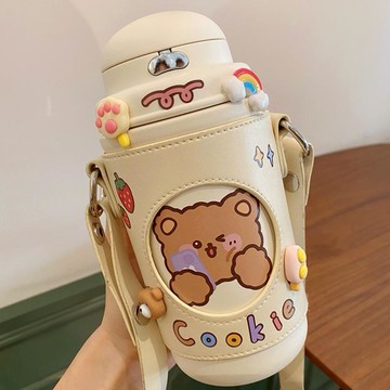 簡約日式保溫杯女士高顏值吸管杯便攜外出大容量不銹鋼水杯子男生