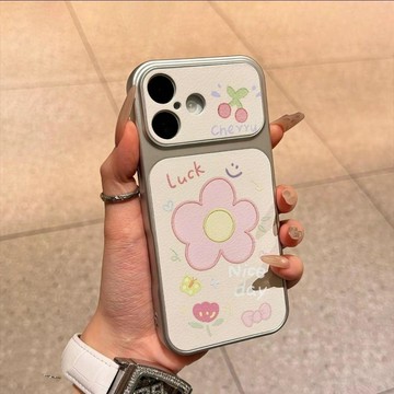 新款適用蘋果17PROMAX手機殼16/iPhone15PRO油畫粉花14Plus13皮紋