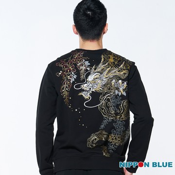 【9折】金標風虎雲龍長TEE(黑) - BLUE WAY 日本藍