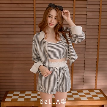 【初秋新品】BeLLA 質感條紋三件套裝 白色