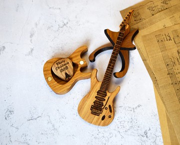 吉他撥片盒，吉他手個性化木製吉他撥片架