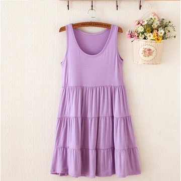 夏季新品女士背心睡裙無袖莫代爾寬松大碼孕婦薄款大擺睡衣家居服