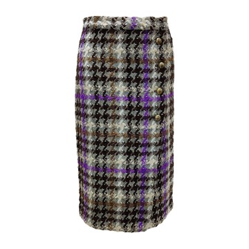 PINKO紫條格紋裙子