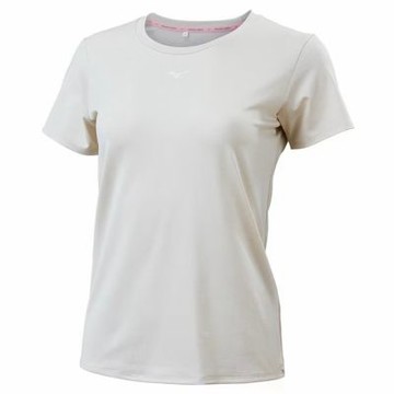 MIZUNO 美津濃 短袖上衣 女 訓練 慢跑 吸濕排汗 石灰白 32TAD22402