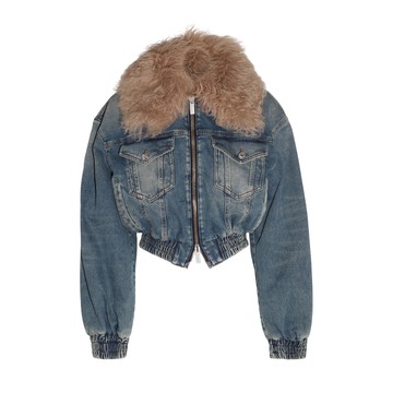 Blumarine - Blue And Beige Cotton Blend Denim Jacket