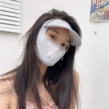 遮全臉防曬面罩口罩女防紫外線臉罩夏防曬帽子一體開車冰絲臉基尼