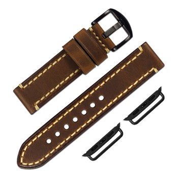 Apple Watch / 蘋果手錶替用錶帶 蘋果錶帶 中厚版 真皮錶帶 棕色＃829-06-BN-B