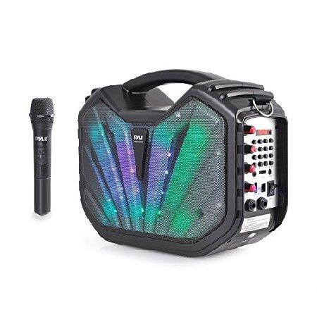 Pyle Portable PA Speaker System BT Connectivity Compatible Battery Powered Rechargeable Outdoor Sound Microphone Set with MP3 USB SD FM Radi