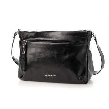 LA BAGAGERIE 亮面帆布斜背包(小/黑)