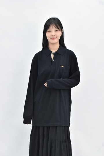 (XL) burberry 棉質純棉黑色長袖上衣