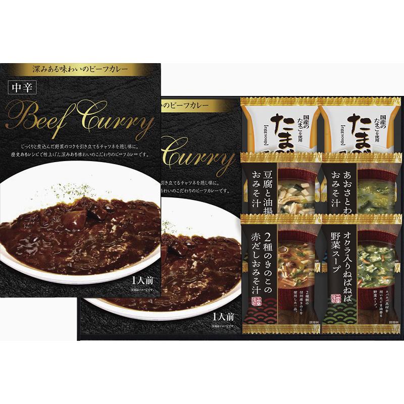 クリスマス プレゼント ギフト 惣菜 カレー レトルト ラッピング 袋 カード ビーフカレー＆フリーズドライスープ詰合せ