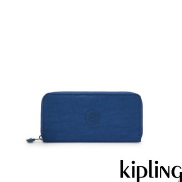 Kipling 休閒藍拉鍊長夾-MONEY WORLD