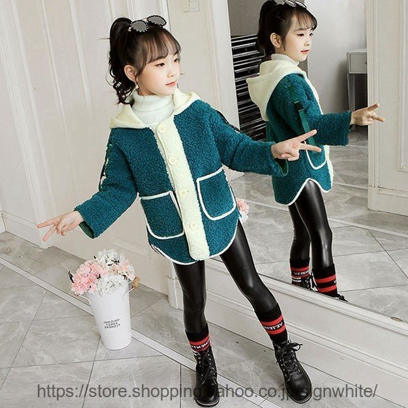 女の子 冬服 アウター ジャケット 両面着用 厚手 防寒 防風 モコモコ キッズ 立ち襟コート 可愛い 暖かい チェック柄 プリント おしゃれ お出かけ 通学 110 170 84 以上節約